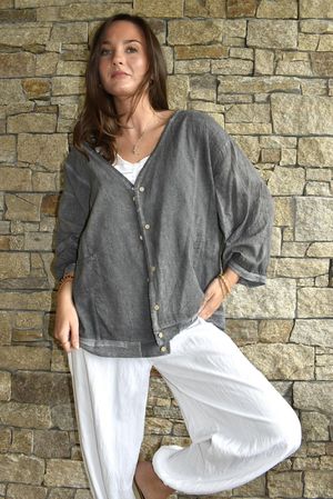 Lenni Cotton Jacket Washed Charcoal